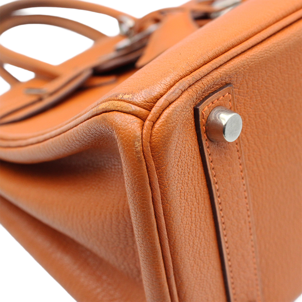 バーキン25 オレンジ/シルバー金具 トゴ