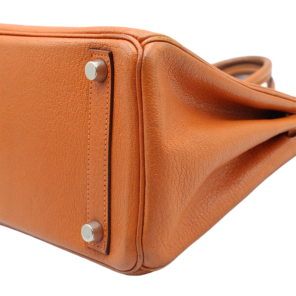 バーキン25 オレンジ/シルバー金具 トゴ