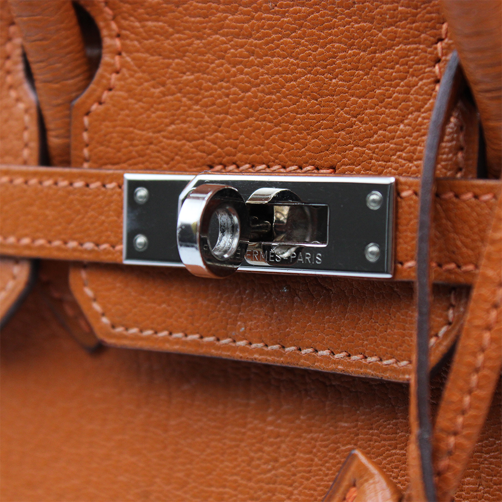 バーキン25 オレンジ/シルバー金具 トゴ