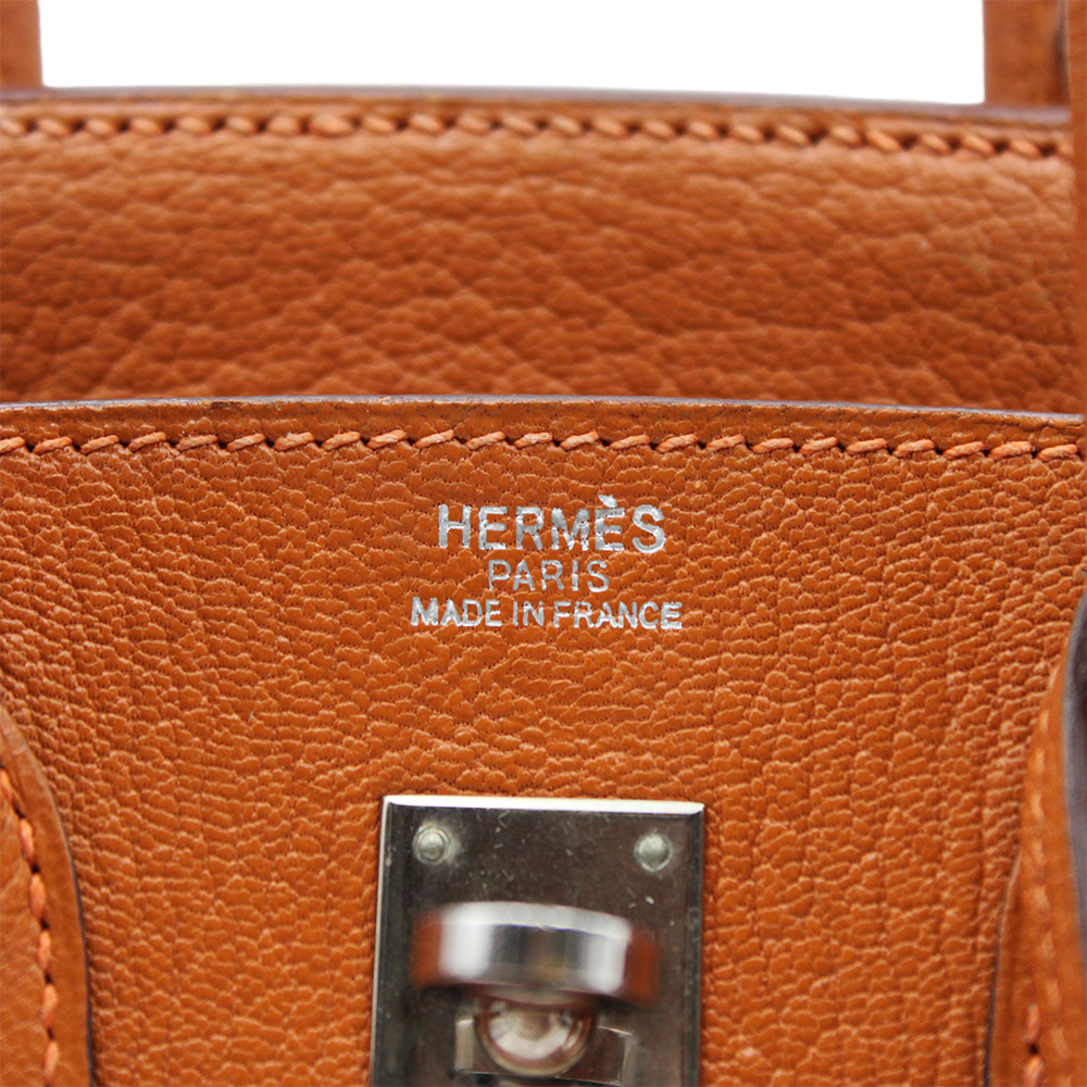 バーキン25 オレンジ/シルバー金具 トゴ