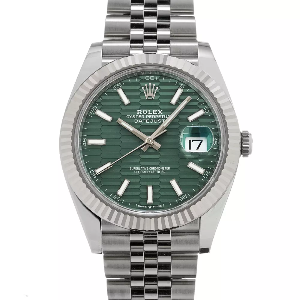 デイトジャスト41 126334 グリーン フルーテッドモチーフ ジュビリーブレス