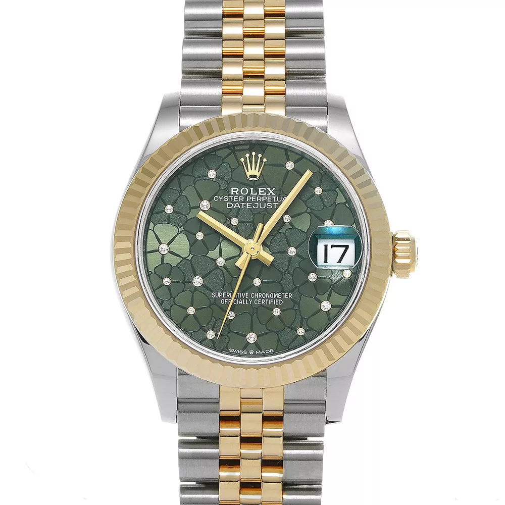 デイトジャスト 278273 オリーブグリーン ダイヤモンド入りフローラルモチーフ ジュビリーブレス