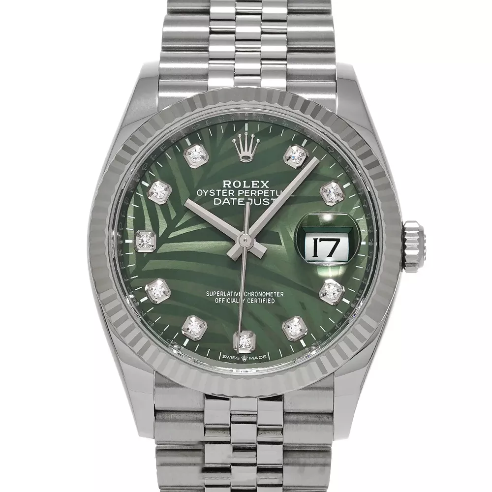 デイトジャスト 126234 オリーブグリーン パームモチーフ 10Pダイヤ ジュビリーブレス
