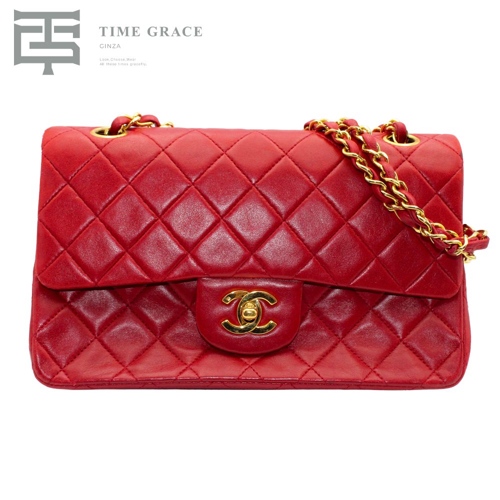 マトラッセ23 ダブルフラップ ココマーク  レッド ラムスキン