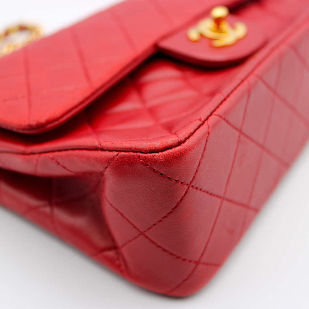 マトラッセ23 ダブルフラップ ココマーク  レッド ラムスキン