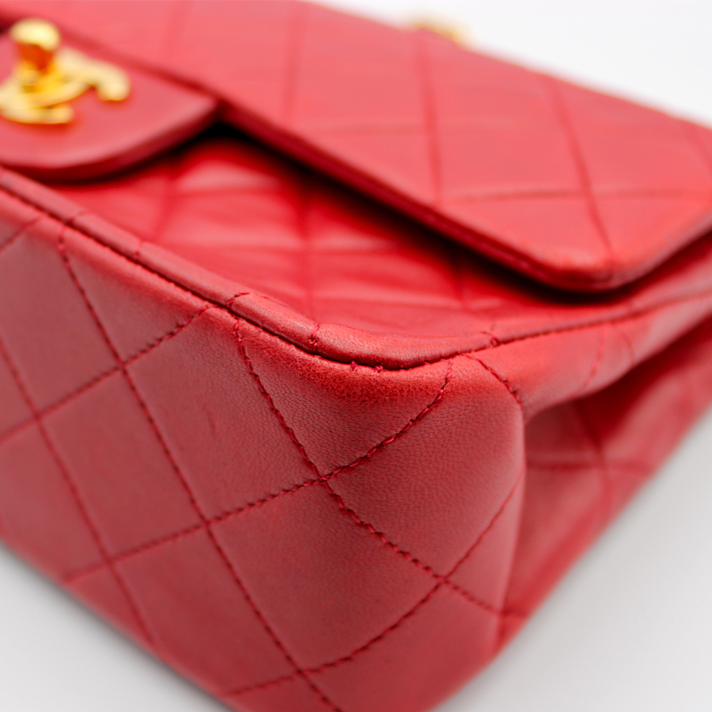 マトラッセ23 ダブルフラップ ココマーク  レッド ラムスキン