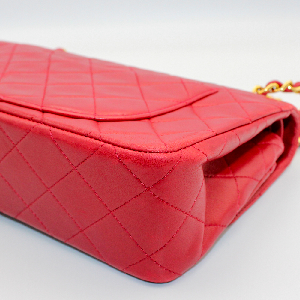 マトラッセ23 ダブルフラップ ココマーク  レッド ラムスキン