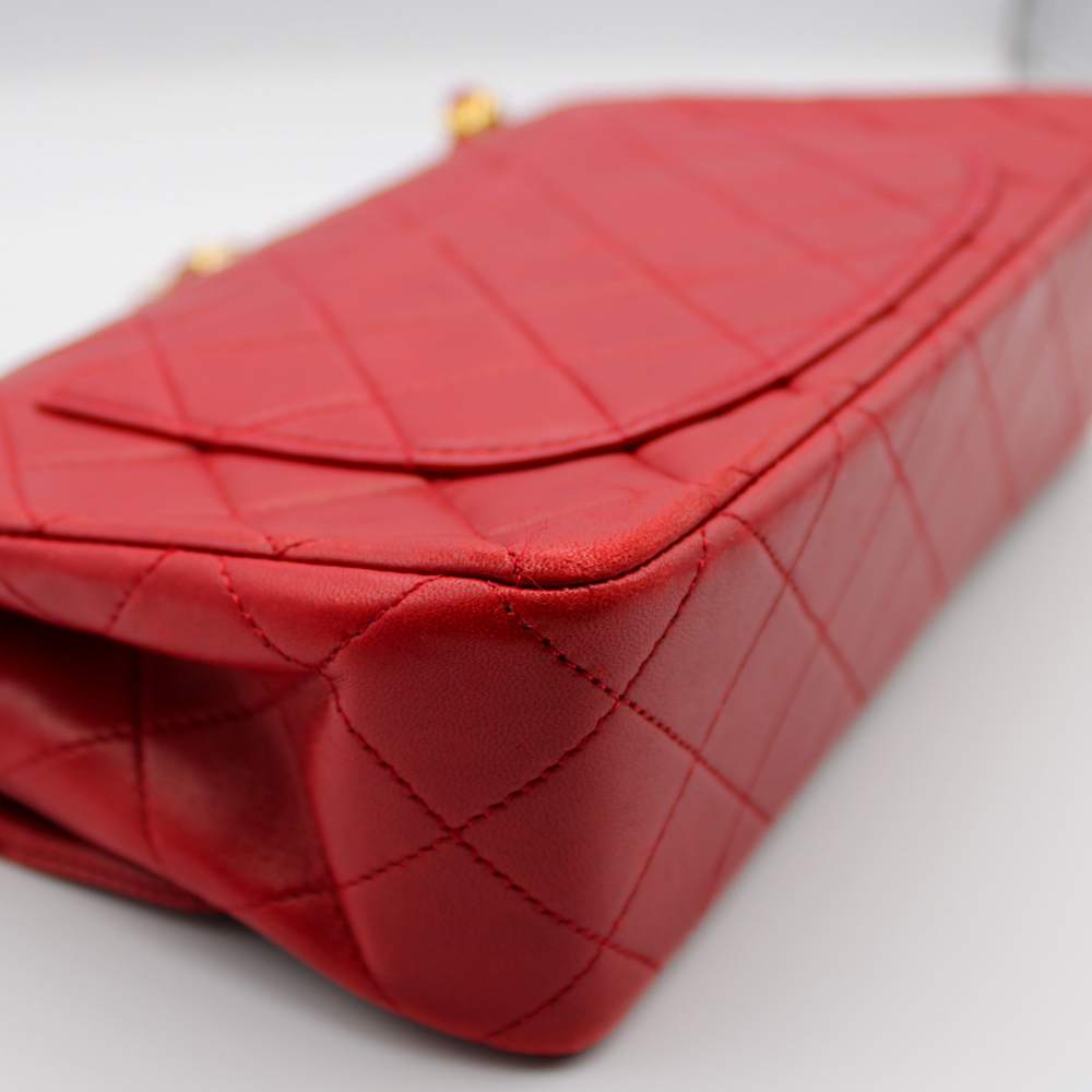 マトラッセ23 ダブルフラップ ココマーク  レッド ラムスキン