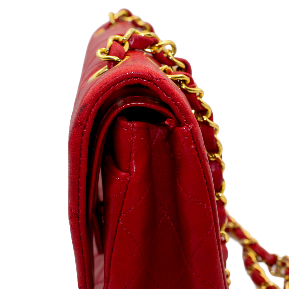 マトラッセ23 ダブルフラップ ココマーク  レッド ラムスキン