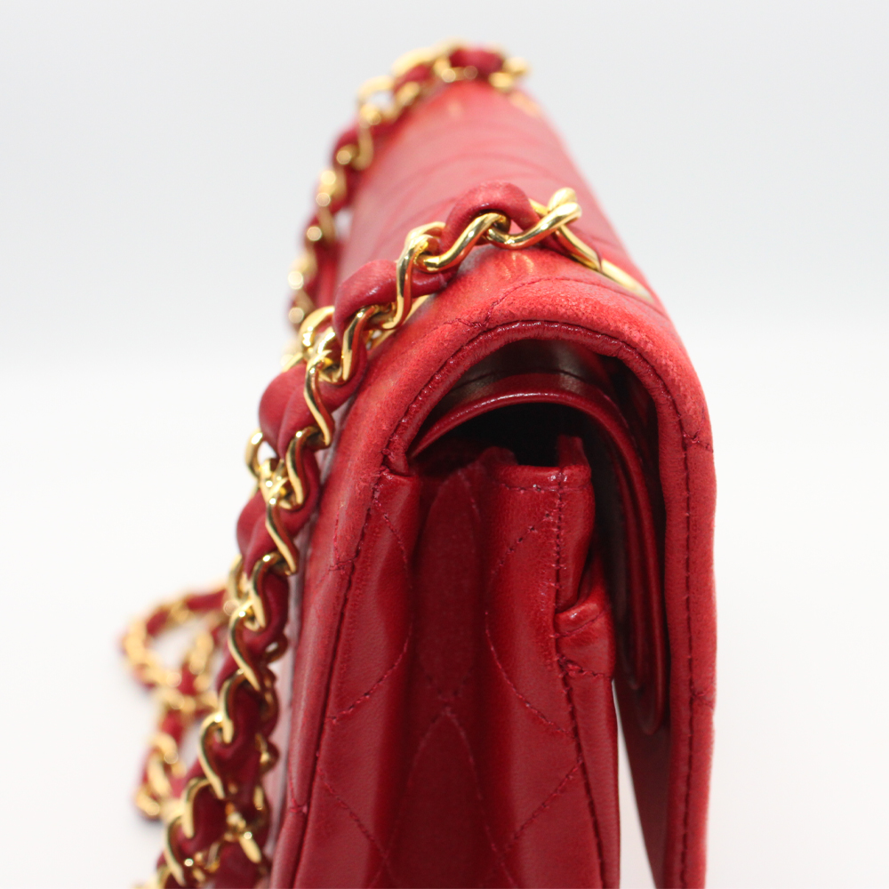 マトラッセ23 ダブルフラップ ココマーク  レッド ラムスキン