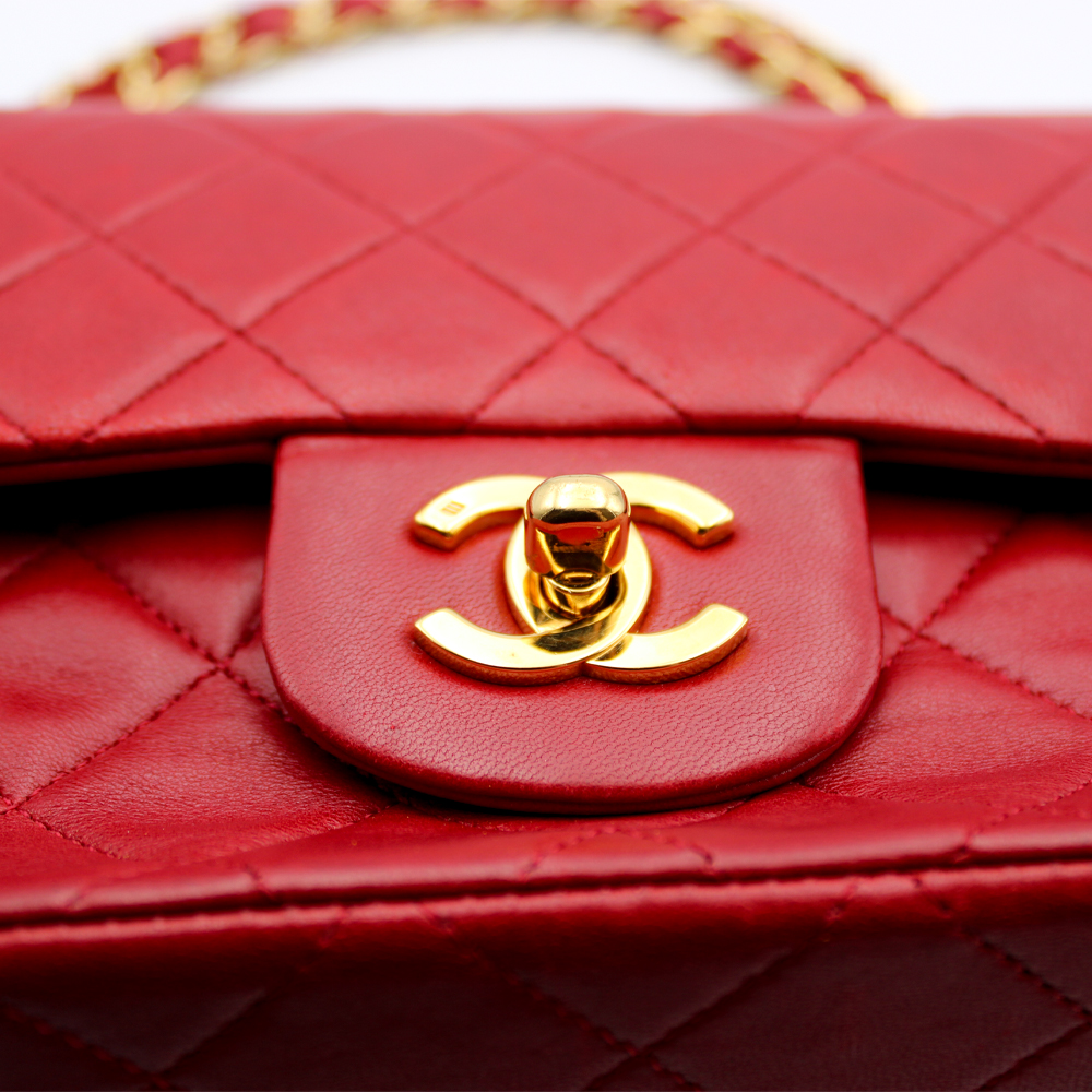 マトラッセ23 ダブルフラップ ココマーク  レッド ラムスキン