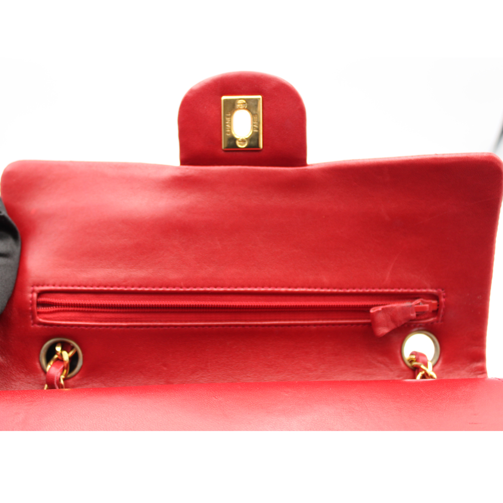 マトラッセ23 ダブルフラップ ココマーク  レッド ラムスキン