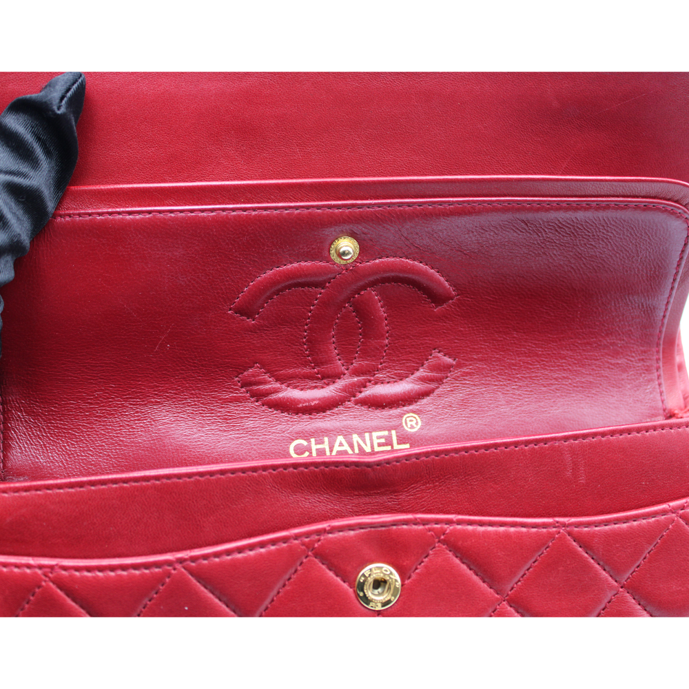 マトラッセ23 ダブルフラップ ココマーク  レッド ラムスキン