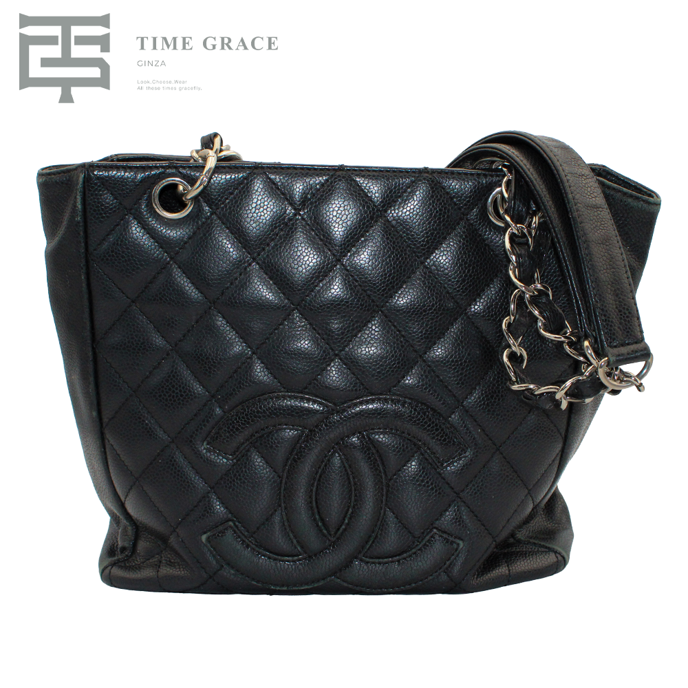 PTSチェーントート　キャビアスキン ブラック