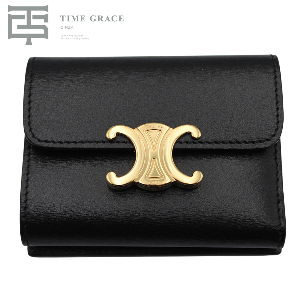 トリオンフ スモールフラップウォレット カーフスキン ブラック