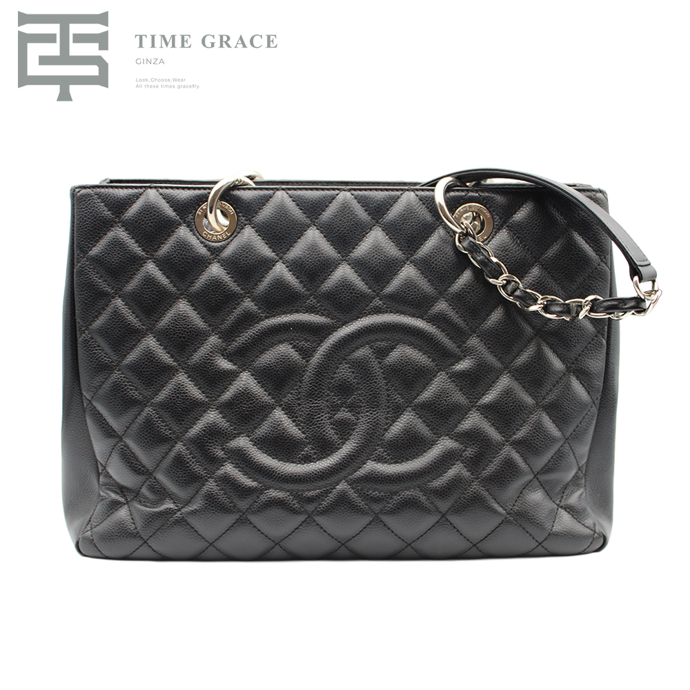 GST ラージチェーントートバッグ キャビンスキン ブラック