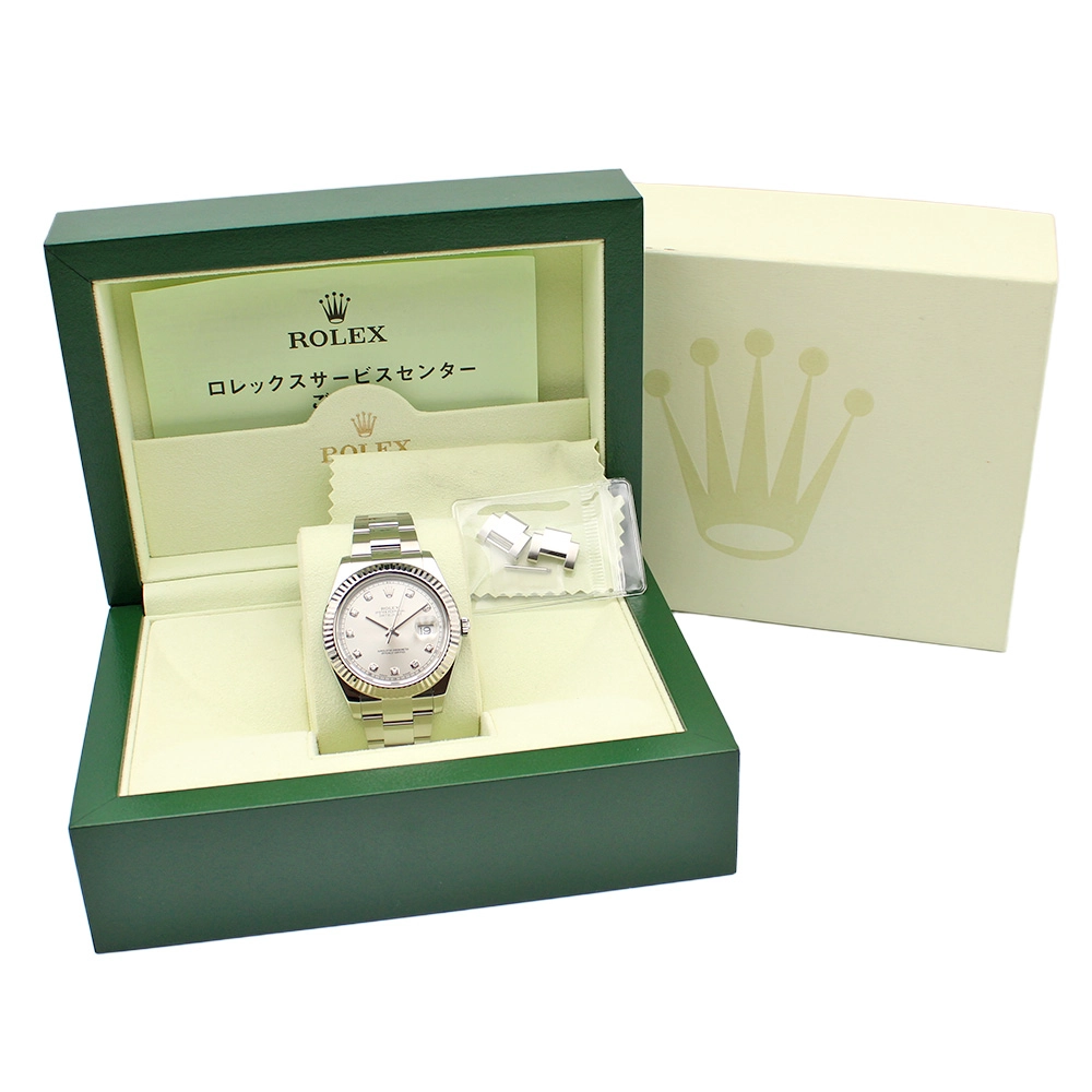 デイトジャスト41 116334G シルバー オイスターブレス 10Pダイヤ