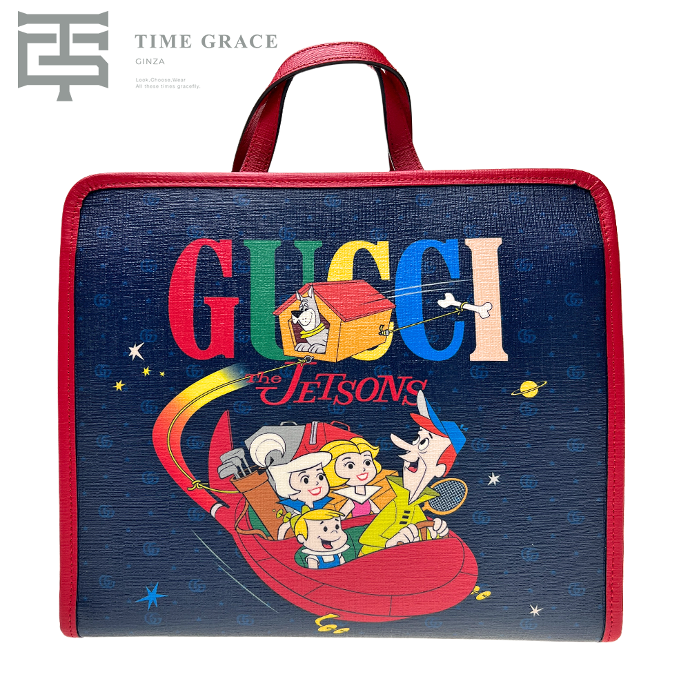 グッチ チルドレンズ トートバッグ ジェットソンズ ネイビー/レッド 605614