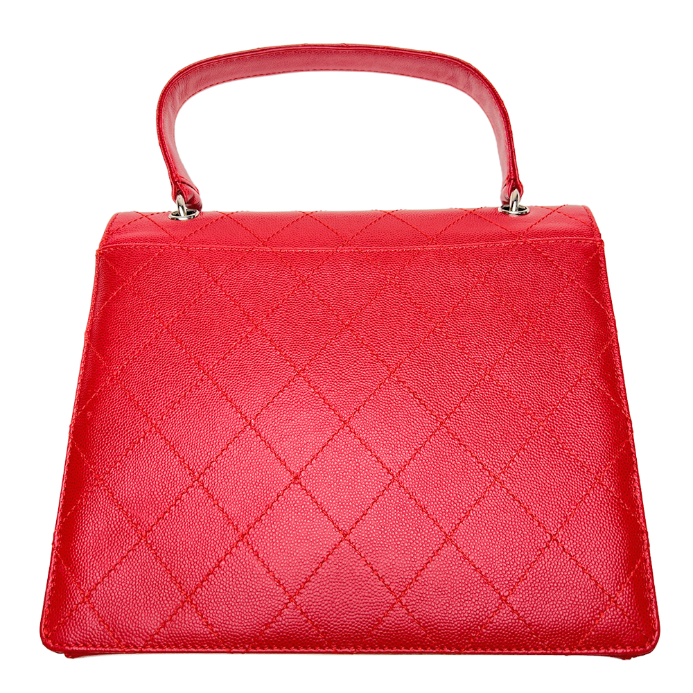 CC マトラッセ ハンドバッグ グレインカーフスキンレザー レッド シルバー金具