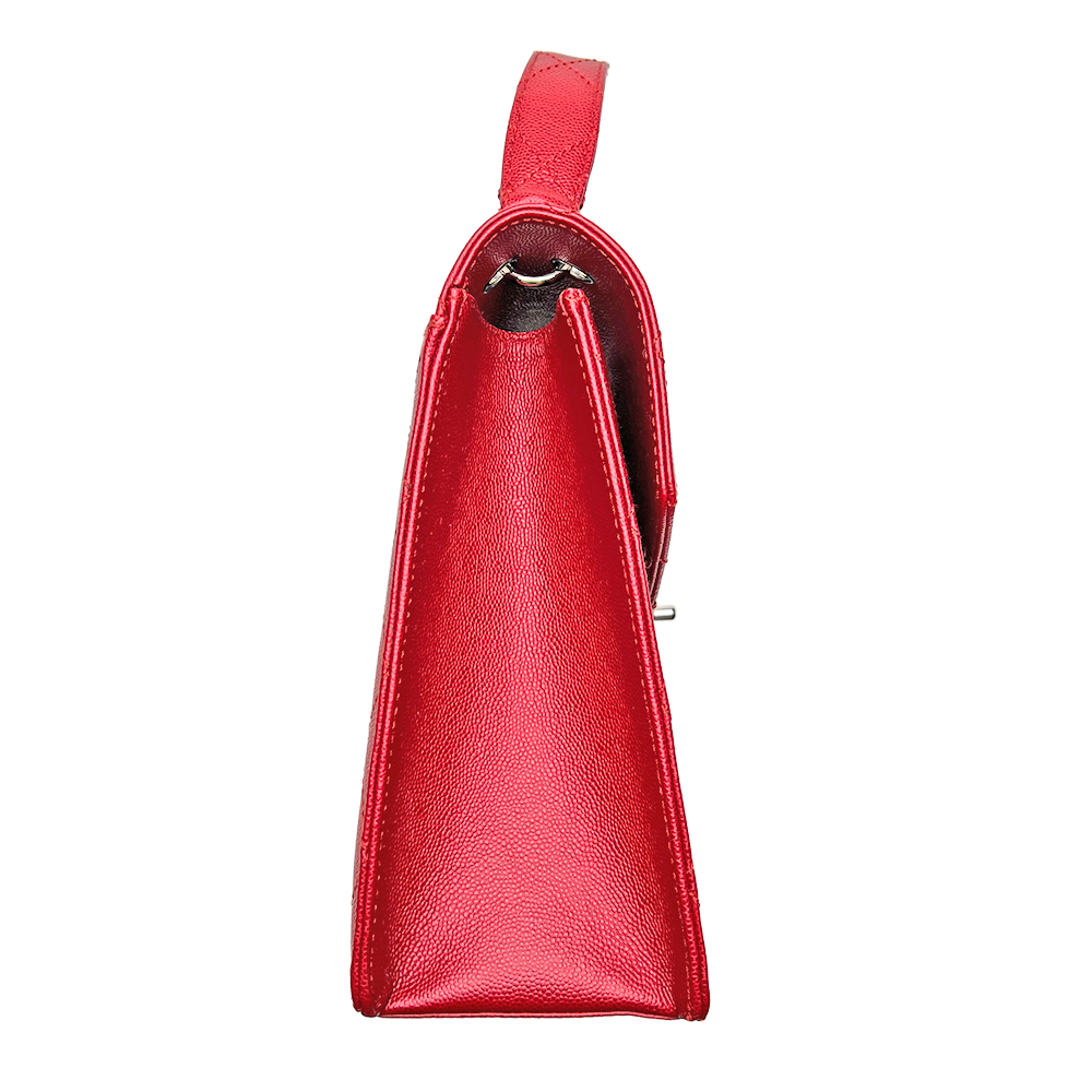 CC マトラッセ ハンドバッグ グレインカーフスキンレザー レッド シルバー金具