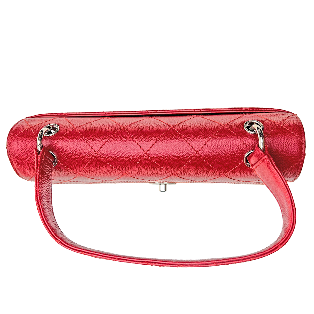 CC マトラッセ ハンドバッグ グレインカーフスキンレザー レッド シルバー金具