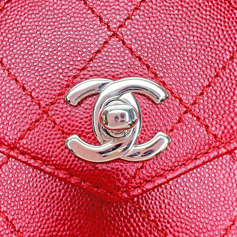 CC マトラッセ ハンドバッグ グレインカーフスキンレザー レッド シルバー金具