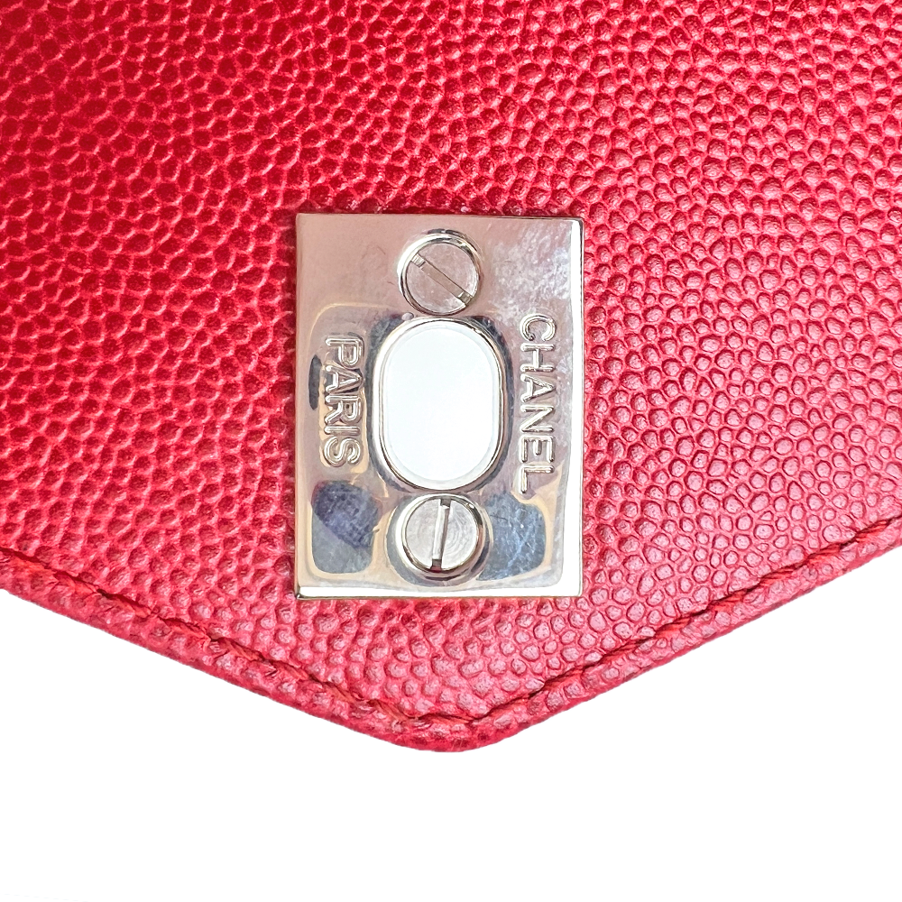 CC マトラッセ ハンドバッグ グレインカーフスキンレザー レッド シルバー金具