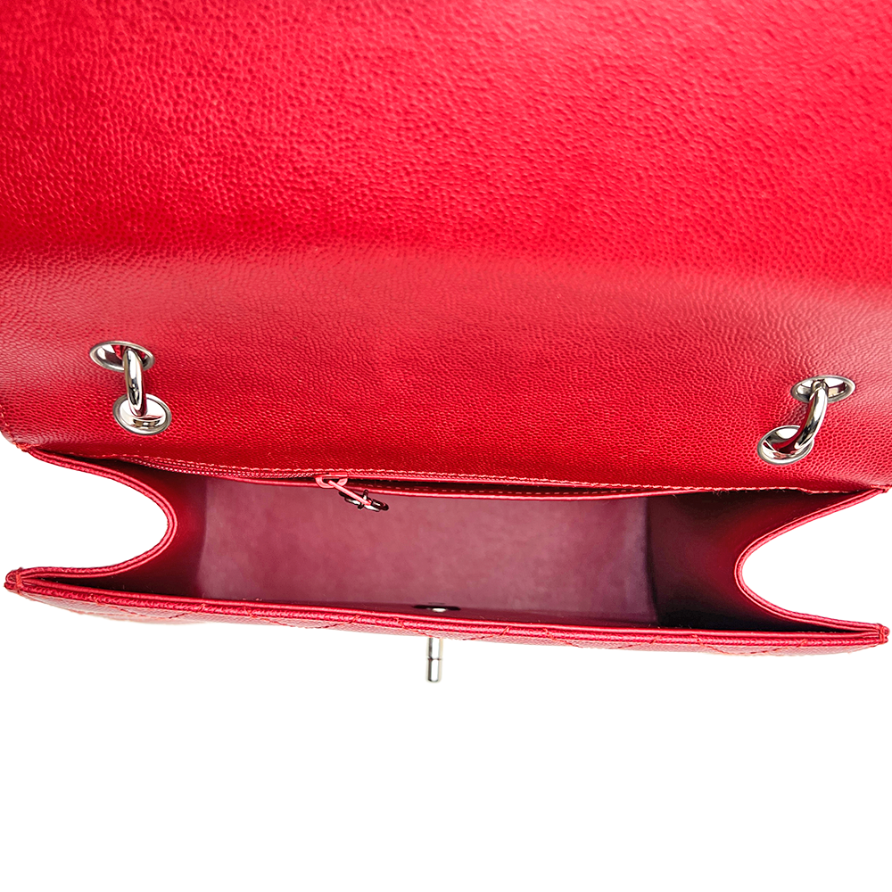 CC マトラッセ ハンドバッグ グレインカーフスキンレザー レッド シルバー金具