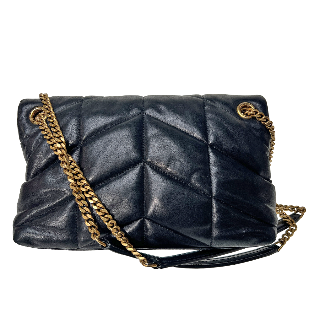 ルル パファー チェーンショルダーバッグ ラムスキン ブラック