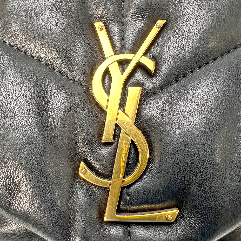 ルル パファー チェーンショルダーバッグ ラムスキン ブラック