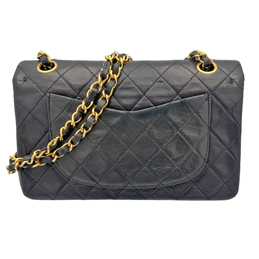 マトラッセ23 Wフラップ Wチェーンショルダーバッグ ラムスキン ネイビー