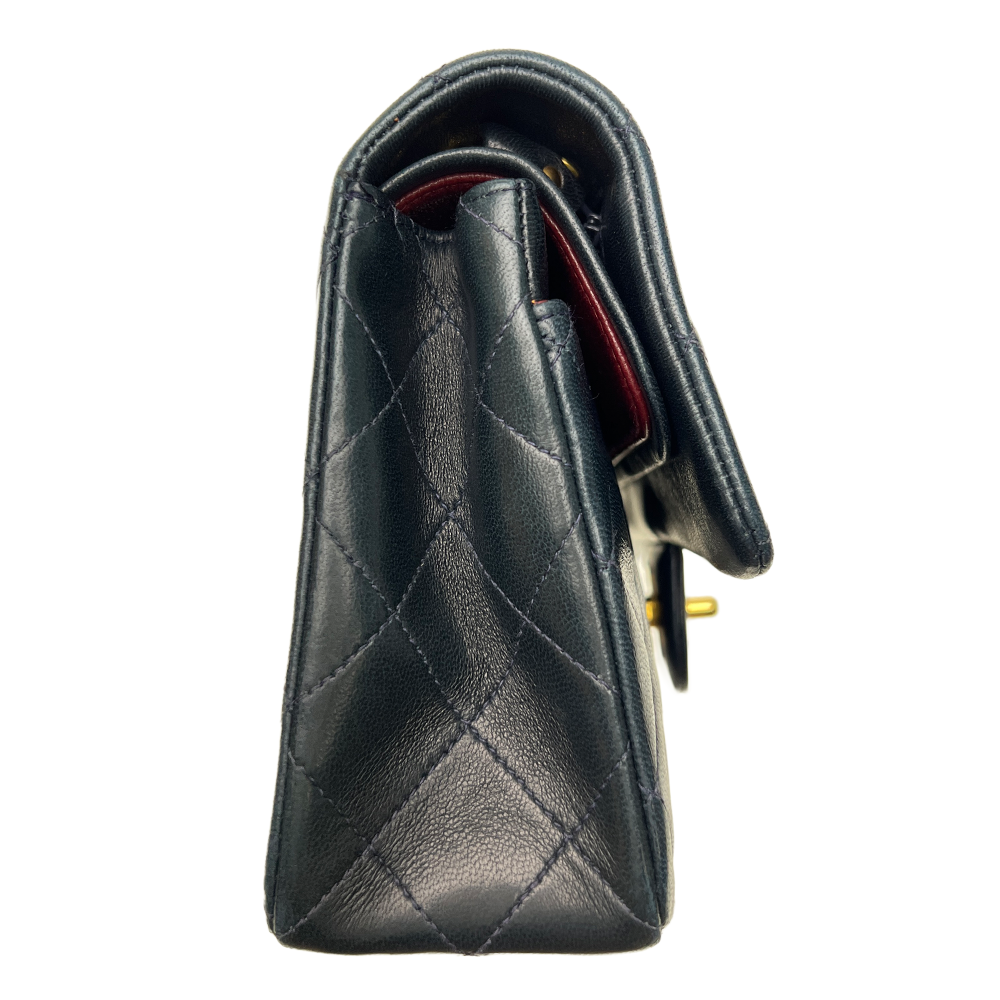 マトラッセ23 Wフラップ Wチェーンショルダーバッグ ラムスキン ネイビー