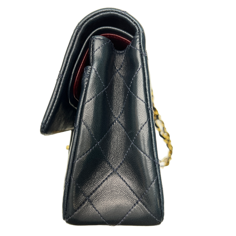 マトラッセ23 Wフラップ Wチェーンショルダーバッグ ラムスキン ネイビー