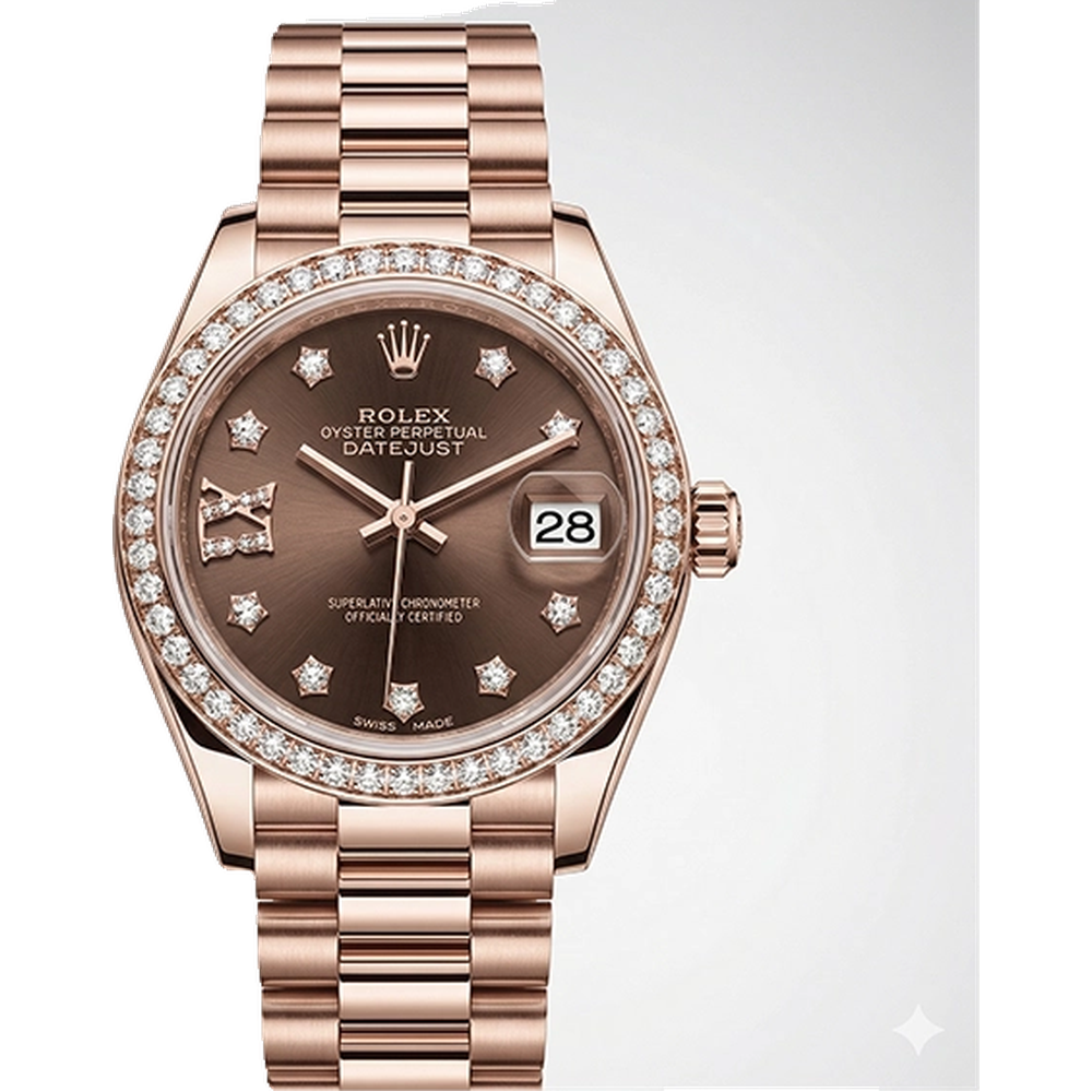 レディ デイトジャスト 28 279135RBR チョコレート 9P/IXダイヤ プレジデントブレス