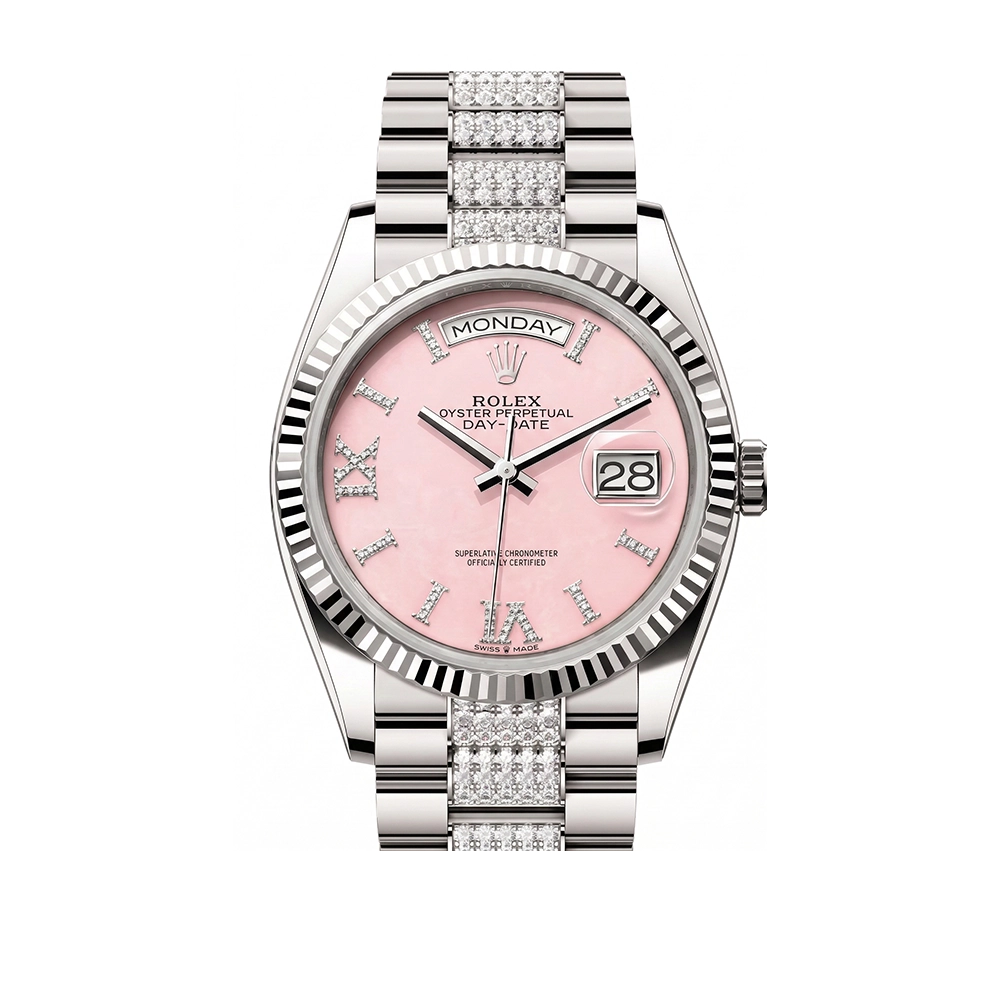 デイデイト 36 128349RBR ピンクオパール VI/IXダイヤダイヤモンド入りプレジデントブレス