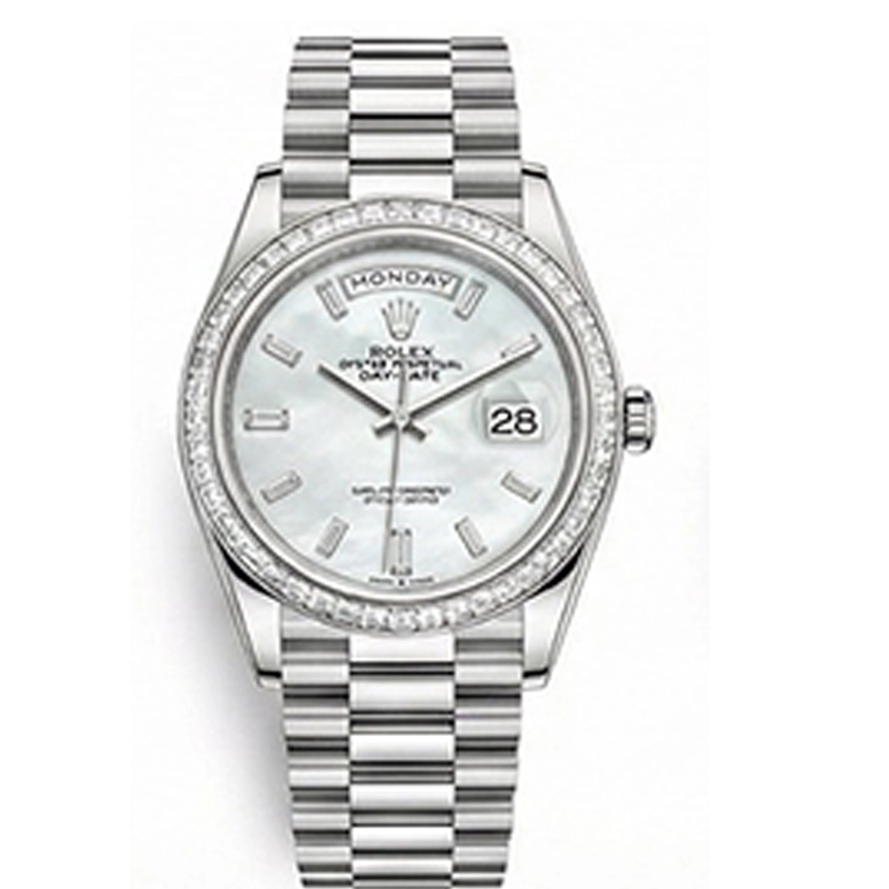 デイデイト 36 128399TBRA ホワイトシェル バゲットダイヤ プレジデントブレスレット