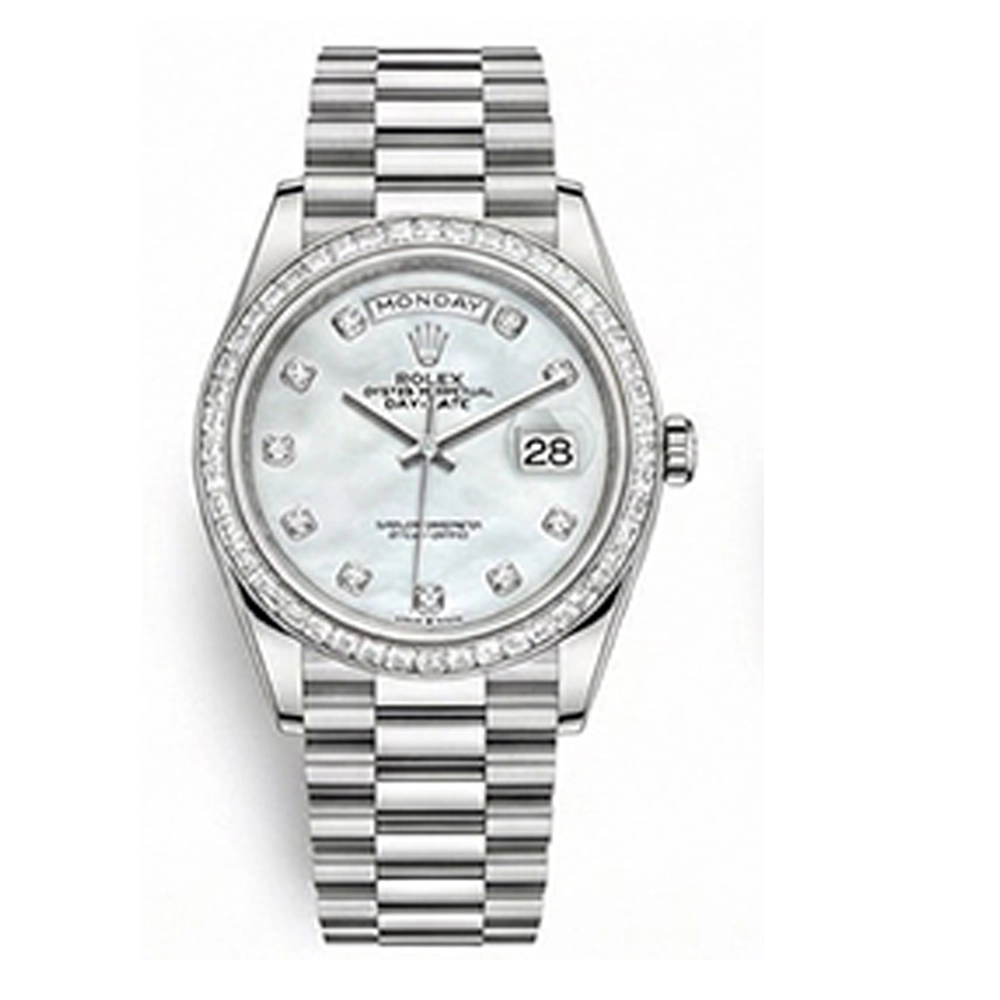 デイデイト 36 128399TBR ホワイトシェル 10Pダイヤ プレジデントブレスレット