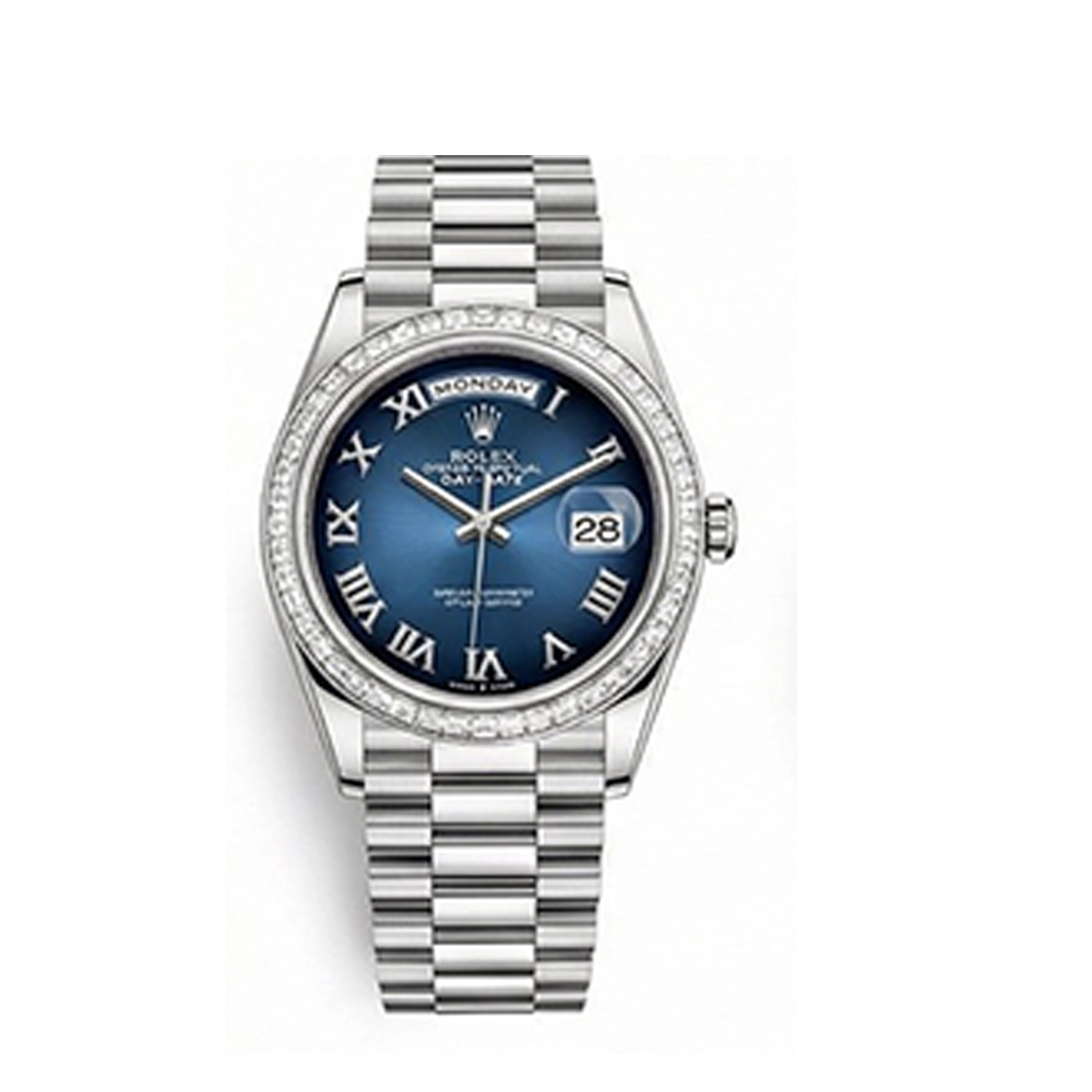 デイデイト 36 128399TBRブルーオンブレ ローマン プレジデントブレス