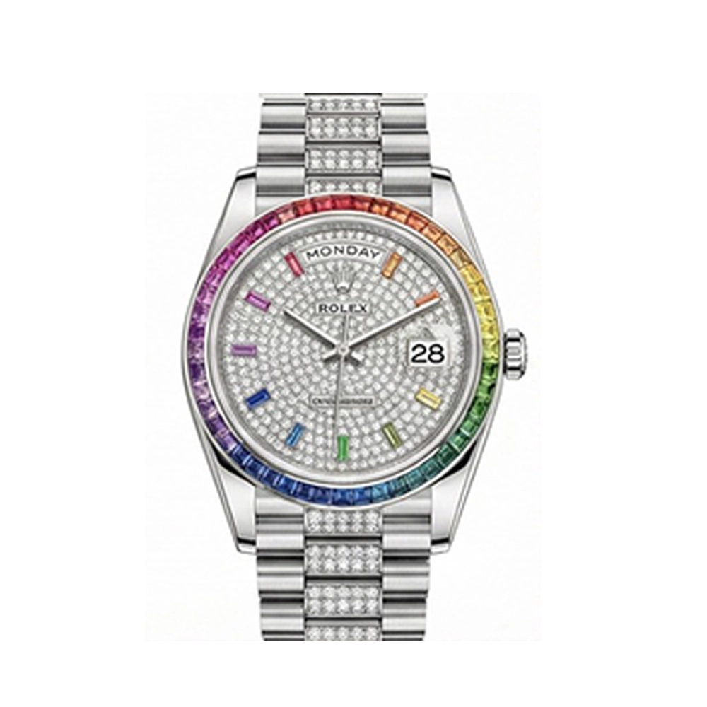 デイデイト 36 128349RBR パヴェ ダイヤレインボーサファイアダイヤプレジデントブレスレット