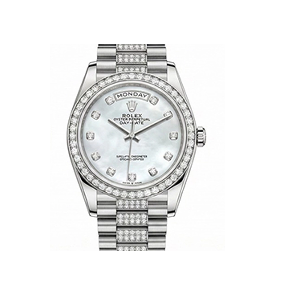デイデイト 36 128349RBR ホワイトシェル 10Pダイヤ プレジデントブレスレット