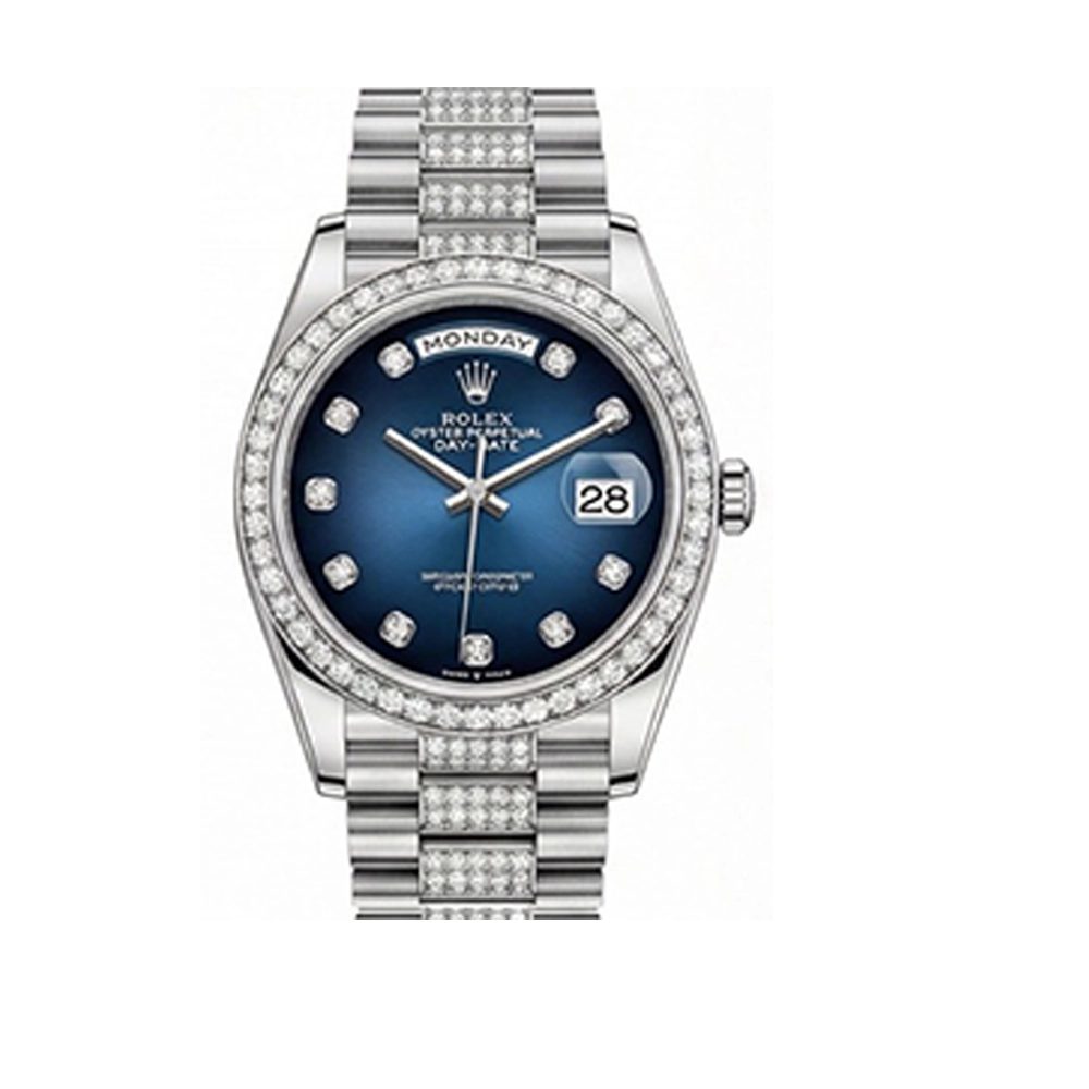 デイデイト 36 128349RBR ブルーオンブレ 10Pダイヤ プレジデントブレスレット