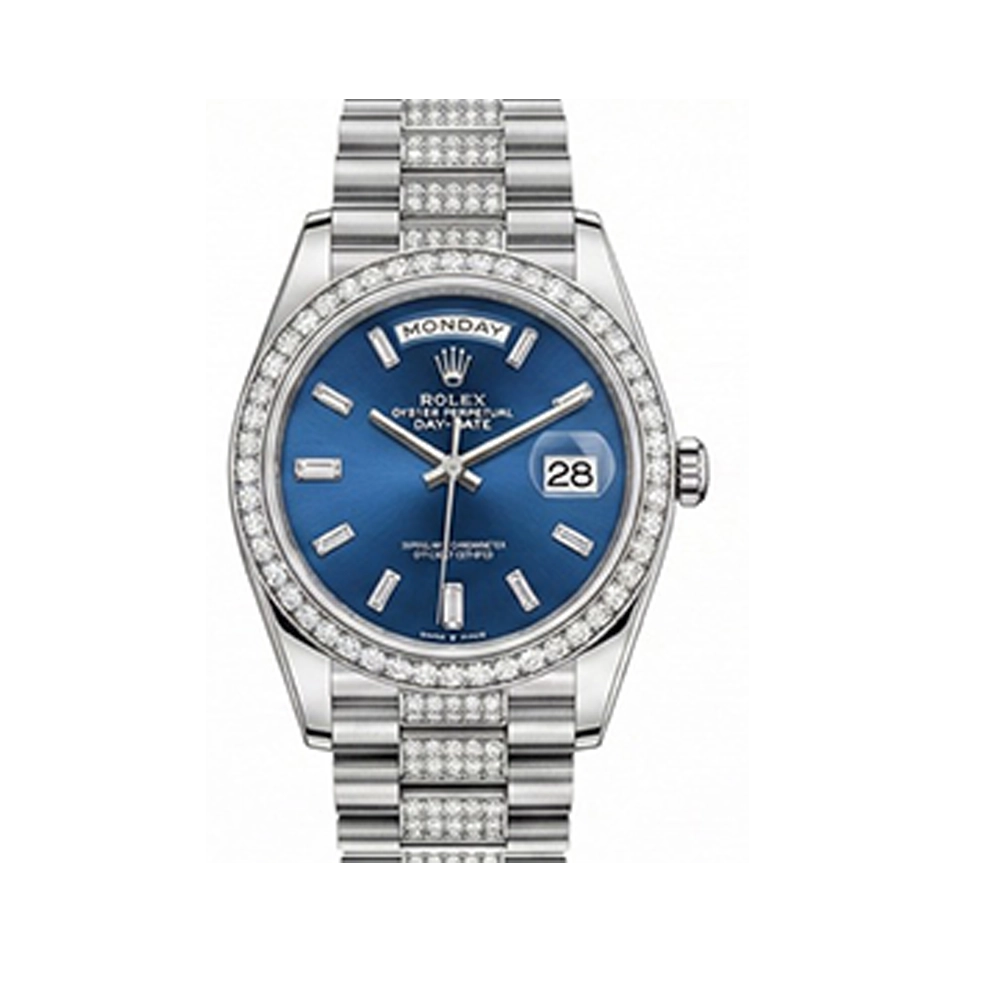デイデイト 36 128349RBR ブライトブルー バゲットダイヤ プレジデントブレスレット