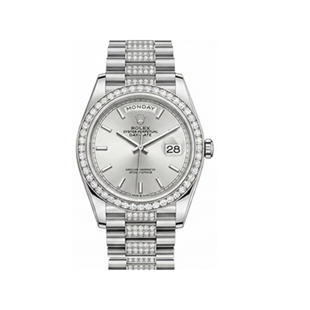 デイデイト 36 128349RBR シルバー バーインデックス ダイヤモンド入りプレジデントブレス