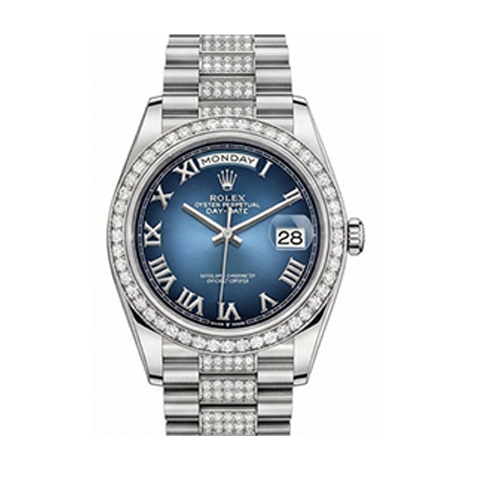 デイデイト 36 128349RBRブルーオンブレローマン ダイヤモンド入りプレジデントブレス