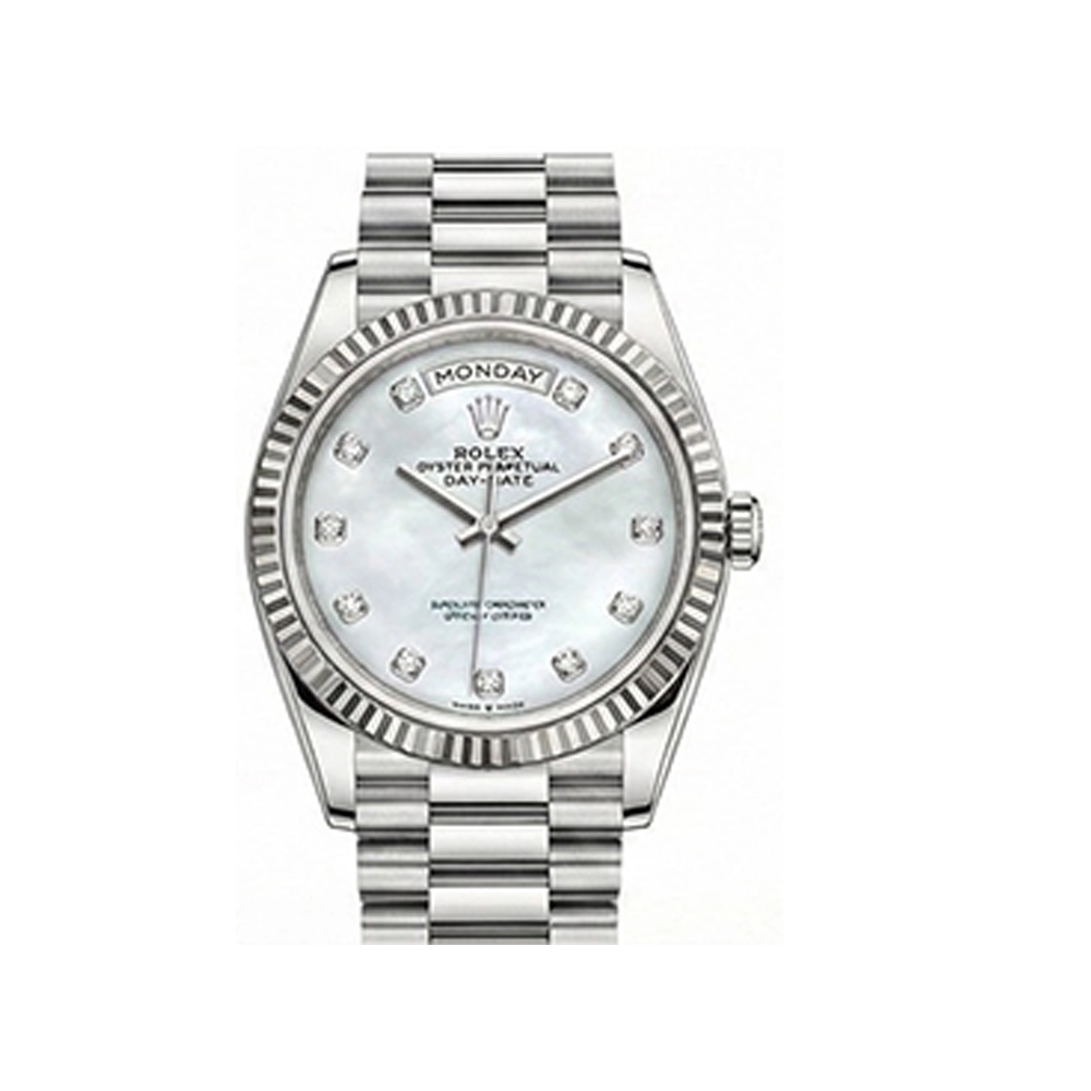 デイデイト 36 128239 ホワイトシェル 10Pダイヤ プレジデントブレスレット