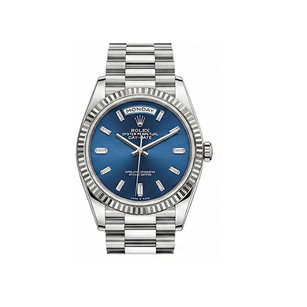 デイデイト 36 128239A ブライトブルー バゲットダイヤ プレジデントブレスレット