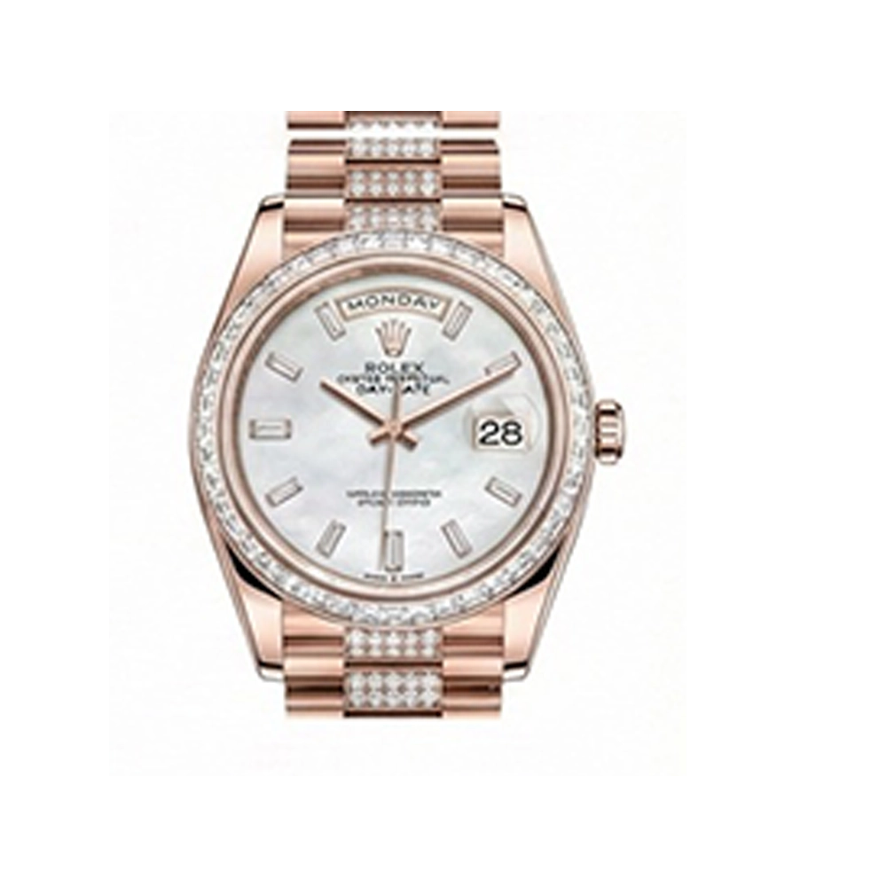 デイデイト 36 128395TBRA ホワイトシェル バゲットダイヤ ダイヤモンド入りプレジデントブレス