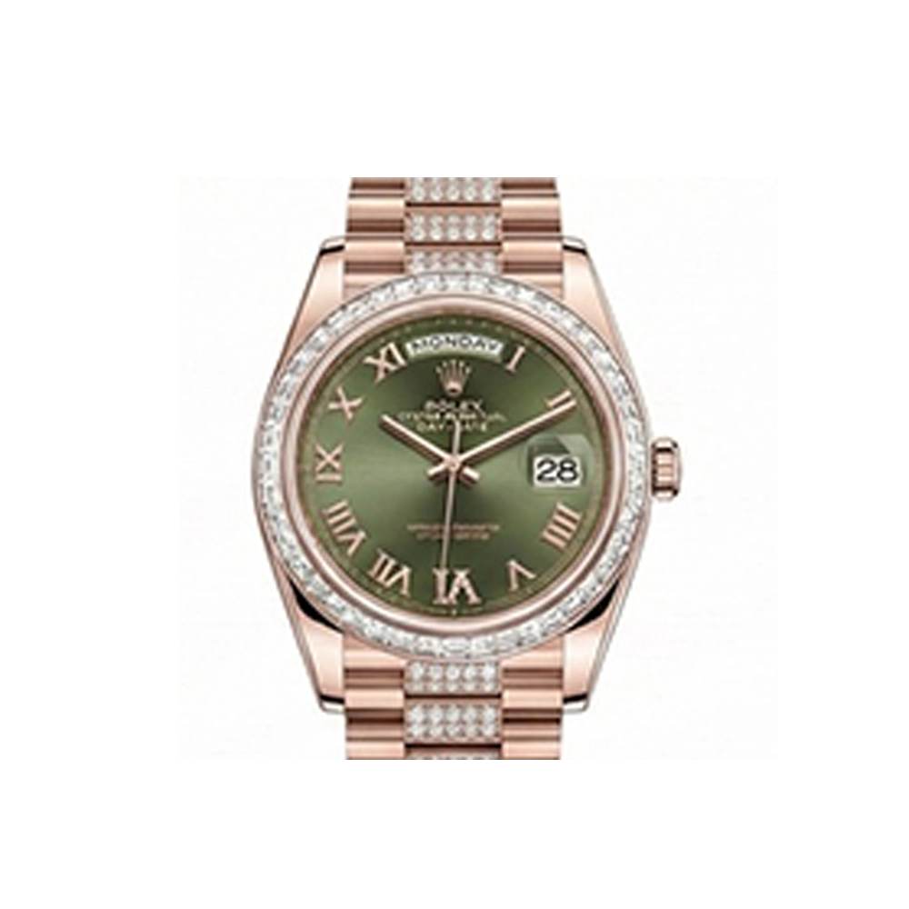 デイデイト 36 128395TBRオリーブグリーン ローマン ダイヤモンド入りプレジデントブレス