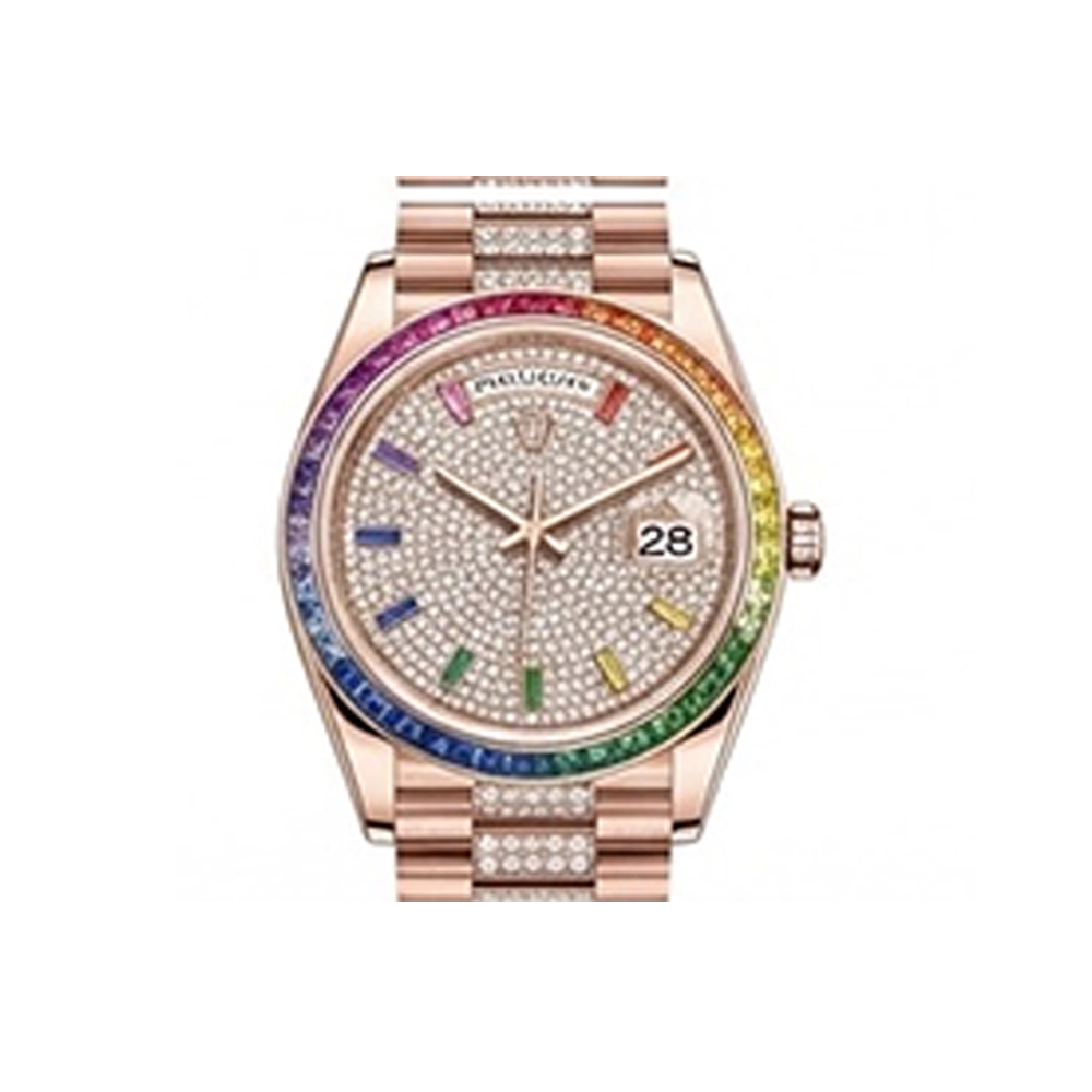 デイデイト 36 128345RBR パヴェダイヤ パヴェダイヤレインボーサファイア ダイヤモンド入りプレジデントブレス