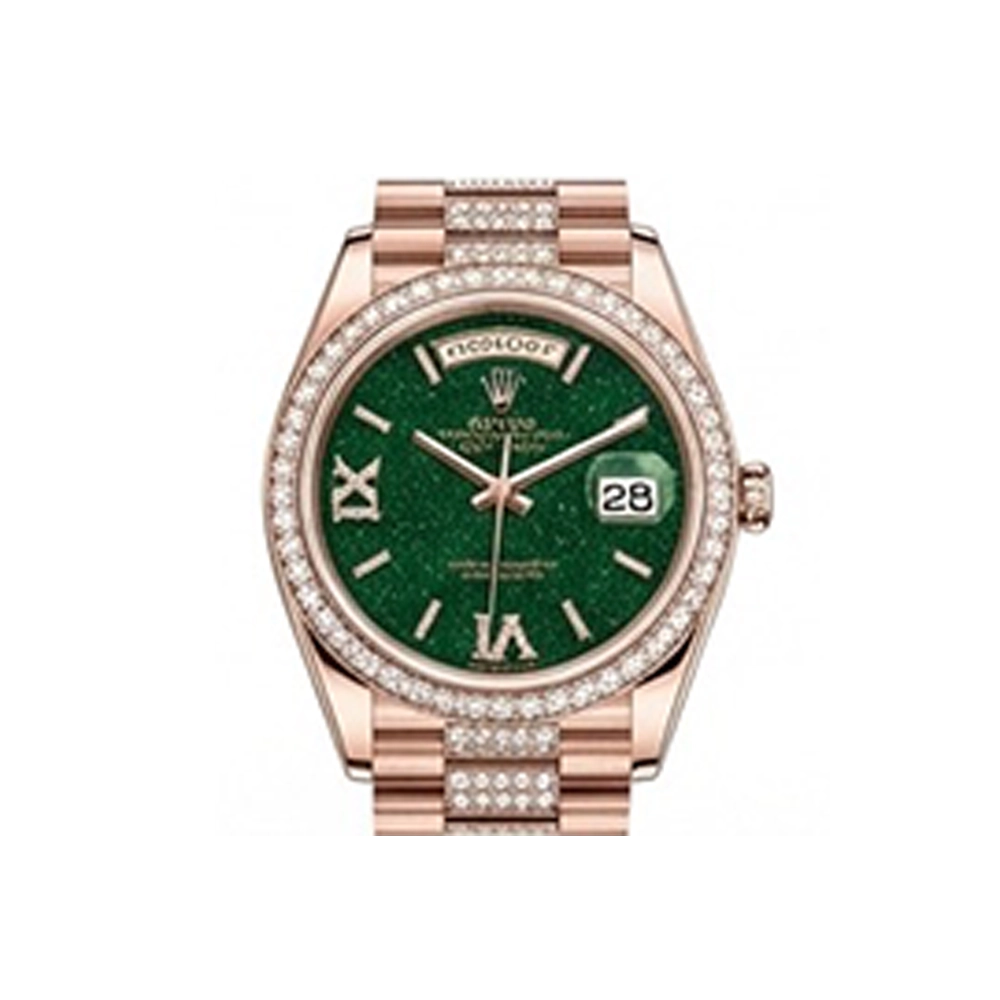 デイデイト 36 128345RBR グリーンアヴェンチュリン VI/IXダイヤ ダイヤモンド入りプレジデントブレス